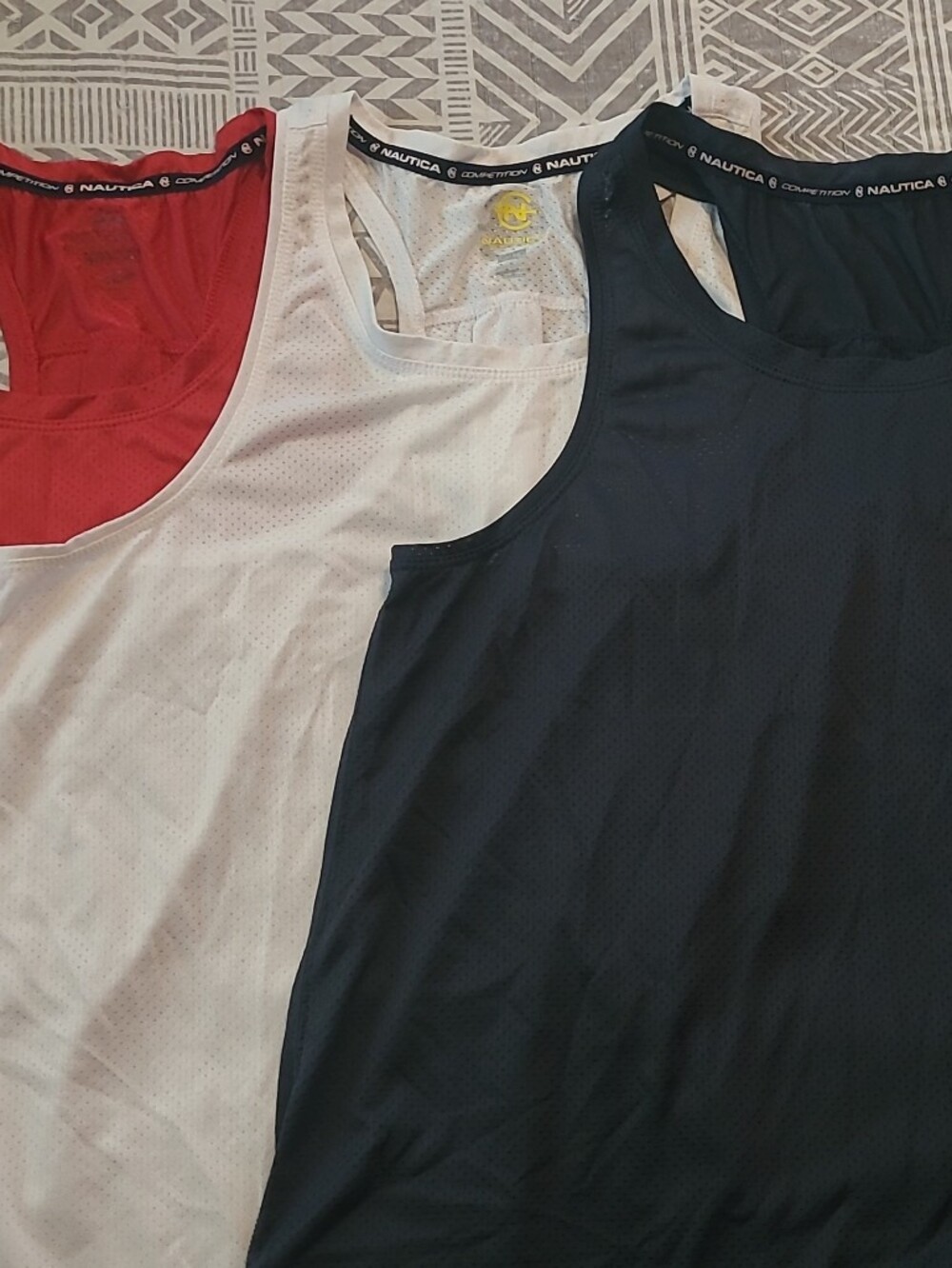 Nautica Mesh Racerback Tank Trio - Red, White, Navy Blue